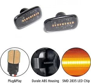 2x Clear Lens Amber LED Turn Signal Side Marker Lights For 2002-2005 Lexus SC430 - Picture 1 of 16