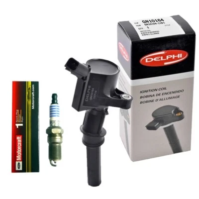 New Delphi Coil (1) + (1) Motorcraft Spark Plug For 1999-04 Ford Mustang - Imagem 1 de 3