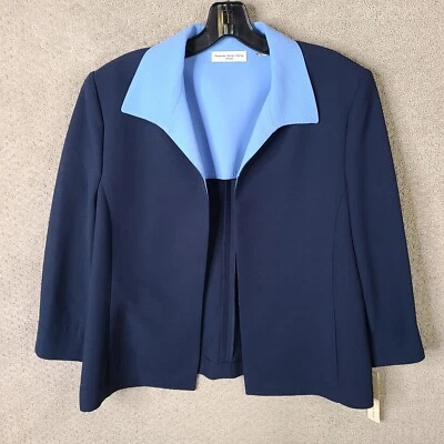 Chaqueta Amanda Smith Petite Mujer 14P Azul Blazer Frente Abierto Poliéster Carrera Foto 1 de 4