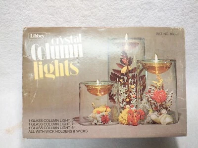 3 candelabros vintage de vidrio con luces de columna de cristal Libbey. Nunca usado.  Foto 1 de 4