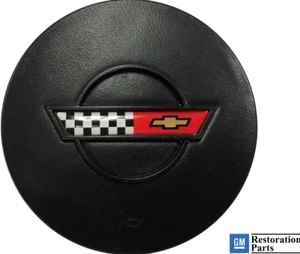 1984 - 1985 Corvette Horn Button Cap + Emblem Official GM Resto Part Leather C4 - Picture 1 of 3