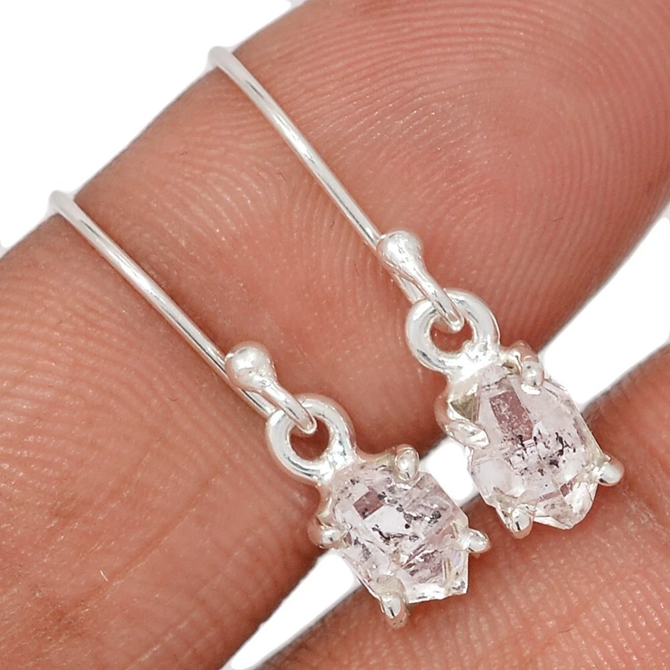 Diamante Herkimer Natural - EE. UU. 925 Pendientes de Plata de Ley Joyería CE49025 Foto 1 de 1