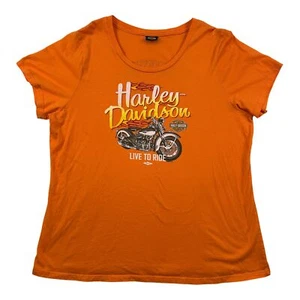 Harley-Davidson Camicia Donna 2XL Arancione Live to Ride Moto Dover OH - Foto 1 di 12