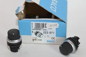Schwarzer Drehknopf / -schalter von BACO Typ L21TB03, 2 Stellungen 45° - Bild 1 von 3