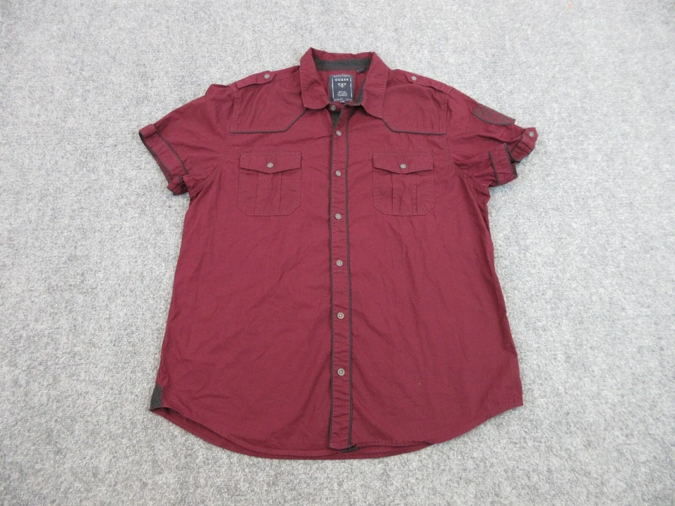 Guess Shirt Mens Adult Extra Large Red Button Up Casual Preppy Lightweight - Image 1 of 4