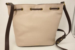NEW The SAK GiGi Drawstring Shoulder Bag Cream & Brown Leather Purse $179 - Picture 1 of 4