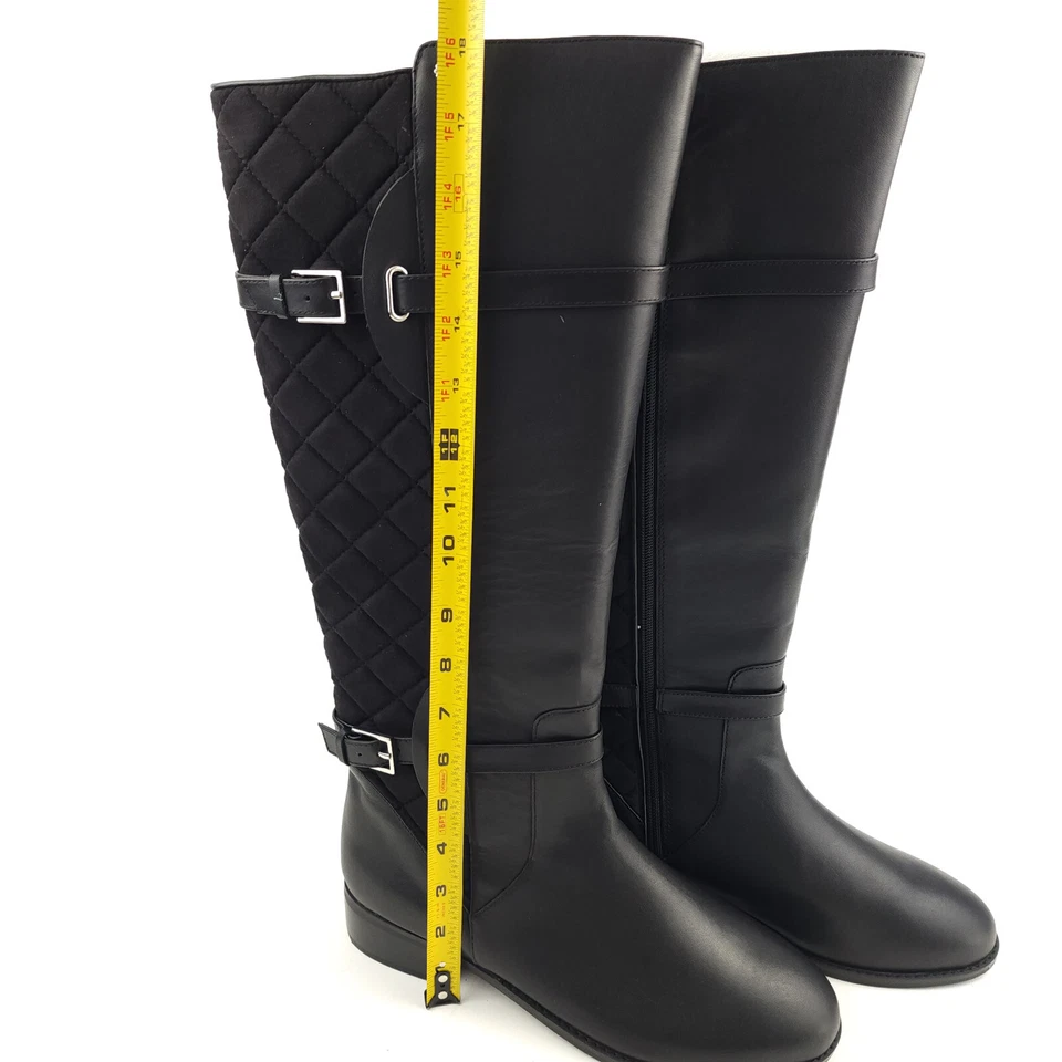 Isaac Mizrahi Live Wide Calf Quilted Leather Riding Boots 9 Wide - Image 1 of 4