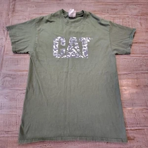 CAT CATERPILLAR Womens Medium Green Camo Logo Short Sleeve Graphic Tee Shirt - Picture 1 of 7