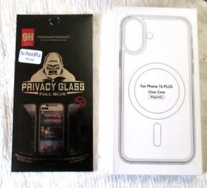Shockproof Mag Safe Case For iPhone 16 Plus W/Privacy Glass Screen Protector - Picture 1 of 2