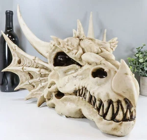 Large Elder Dragon Skull Statue Legendary Erathia Fossil Skeleton 18"L Figurine - Picture 1 of 10