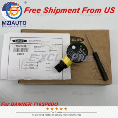 1 peça novo sensor de interruptor fotoelétrico PNP para BANNER T18SP6DQ 10-30VDC frete dos EUA - Imagem 1 de 4