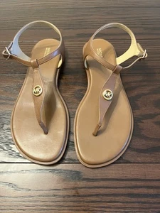 Michael Kors Mallory Sandals Brown Leather Size 9 NEW - Picture 1 of 5
