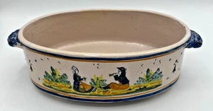 Vintage HB Quimper Casserole Dish - Signed with handles - Picture 1 of 11