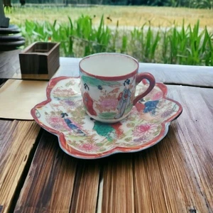Japanese Kutani Style Porcelain Mug Cup & Saucer Dish – Hand Painted Geishas - Picture 1 of 18