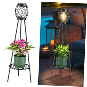 Solar Floor Lamp with Plant Stands,Solar Lights Outdoor with Vintage LED - Picture 1 of 7