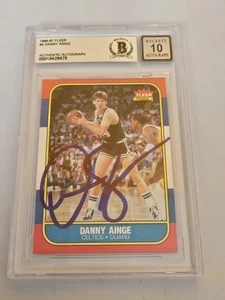 Danny Ainge Signed 1986-87 Fleer Basketball #4 Celtics BGS BAS 10 AUTO - Picture 1 of 2