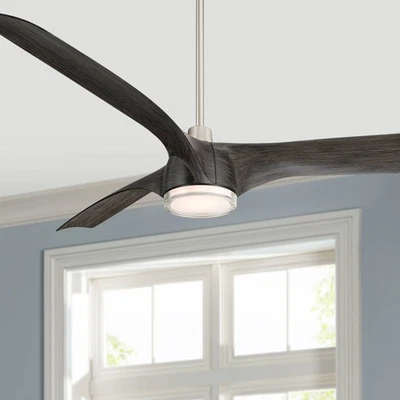 60" Casa Vieja Artistry Brushed Nickel LED Damp Ceiling Fan - Image 1 of 4