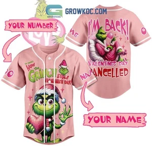 Grinch Steals Valentine8217s Day Personalized Baseball Jersey - Picture 1 of 3