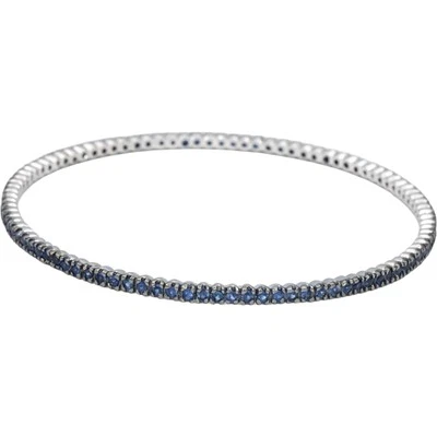 Brazalete Apilable Oro Blanco 18k 3.0CT Corte Redondo Zafiro Azul Foto 1 de 3