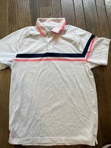 Camisa Polo Under Armour Calce Suelto HeatGear Blanca con Rayas Rosa Azul Mediana - Imagen 1 de 8