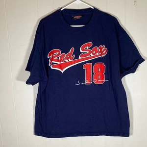 Vintage 2004 Stitches Blue Red Sox Tee Johnny Damon #18 double sided Xl unisex - Picture 1 of 11