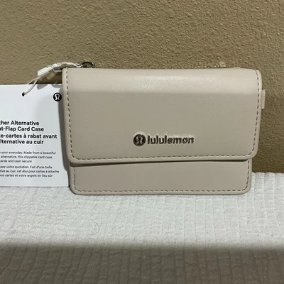 Lululemon Leather Alternative Front-Flap Card Case CASHEW/SILVER Hardware NWT! - Image 1 of 4