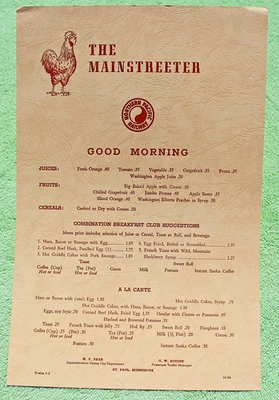 1960 Northern Pacific Railroad MainStreeter Railway Dining Breakfast Trains 1&2 - Image 1 of 4