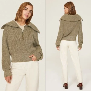Varley Mentone Half Zip Sweater Cotton Jumper in Olive Size Medium NWOT - Picture 1 of 8