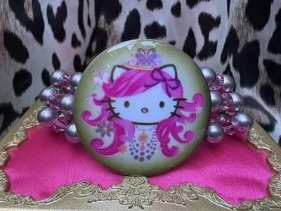 Pulsera Tarina Tarantino ENORME Cabeza Rosa Vintage Hello Kitty Bohemia Nueva Foto 1 de 4