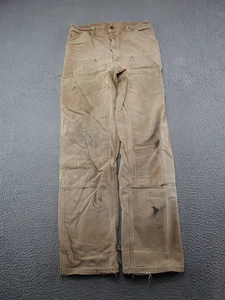 Vintage Carhartt Doppelknie Arbeitshose Hergestellt in den USA Braun Etikett Größe 34X36 THRASHED - Bild 1 von 16