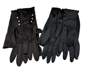 Vintage Opera Gloves 2 Pair Black small gothic Halloween pearl buttons - Picture 1 of 10