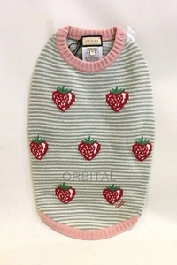Gucci Strawberry Design Pink/Gray Dog Wear Dog Sweater Size M Unused P5 - Picture 1 of 9