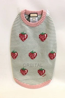 Gucci Strawberry Design Pink/Gray Dog Wear Dog Sweater Size M Unused P5 - Image 1 of 4