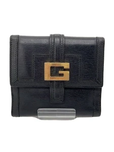 GUCCI Vintage G Square Logo Compact Wallet Button Black Gold Used From Japan F/S - Picture 1 of 7