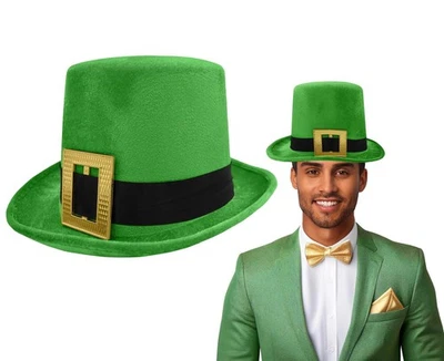 Adulto Día de San Patricio Duende Verde Sombrero de copa con hebilla Disfraz para adulto Foto 1 de 4