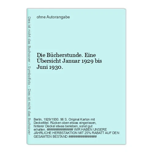 The Book Hour. An Overview January 1929 to - Image 1 of 1