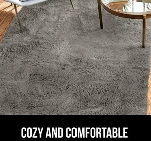 Gorilla Grip Soft Faux Fur Area Rug, Washable, Fade Resistant, 7.5’ X 10’ Gray - Picture 1 of 4