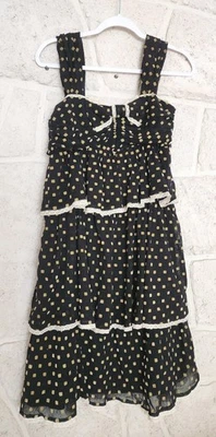 Marc Jacobs Vestido Nylon Niveles Algodón Ribete Negro con Lunares Beige Mujer Talla 6 Foto 1 de 4