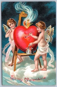 K25/ Valentine's Day Love Holiday Postcard c1910 Cupid Paint 26 - Imagen 1 de 4
