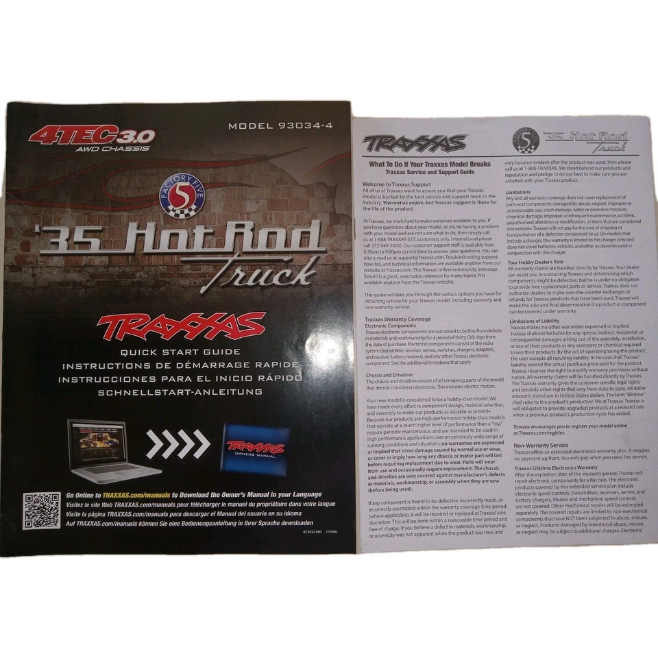Traxxas 35 Hot Rod Truck Rc Quick Starter Guide Model 93034-4 - Image 1 of 1