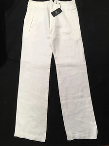 GIANNI VERSACE MADEN ITALY 100% RAMIE WHITE PANTS SZE48 US-12 NEW - Picture 1 of 12