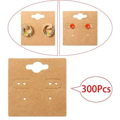 300 Pieces Kraft Paper Earring Display Cards for Mall Business Packaging - Image 1 of 4