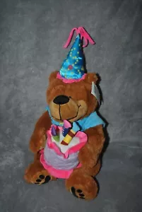 NUEVO BURTON + BURTON Juguete de Peluche Musical FELIZ CUMPLEAÑOS Oso Vestido con PASTEL 14"H - Imagen 1 de 3