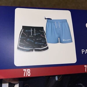 Champion Logo Girls' 2 Pack Active Stretch Comfort Shorts Size 7/8 New Black - Picture 1 of 3