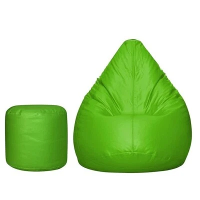 Sitzsack Stuhl Sofabezug mit Fußstütze ohne Bohnen Kunstleder (grün) XXXL - Bild 1 von 4