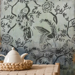 Chinoiserie Wandschablone Muster, Wohndeko große Malschablone, Verwendung WAND S - Bild 1 von 7