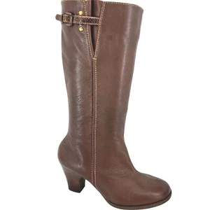 Nurture Lucia Women's Brown Pebble Leather Knee High Pull On Boots size 8.5M - Picture 1 of 10
