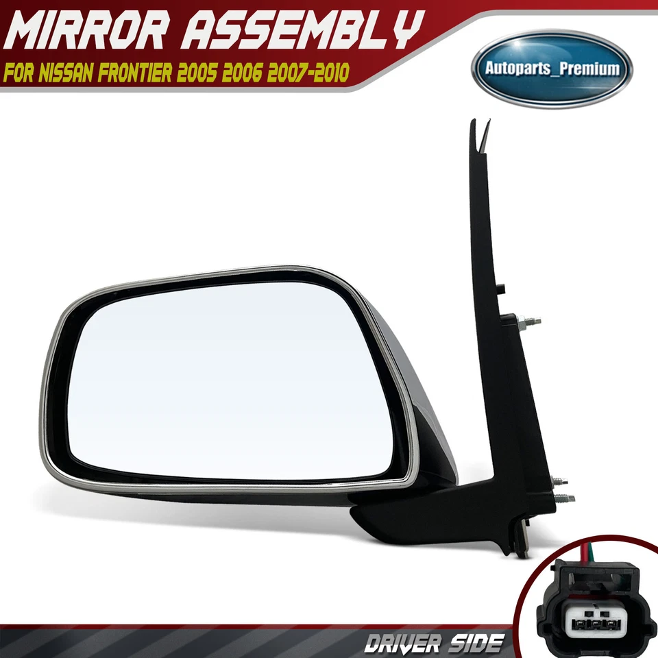 Espejo retrovisor eléctrico del conductor con plegado manual cromado térmico para Nissan Frontier 2005-2010 Foto 1 de 4