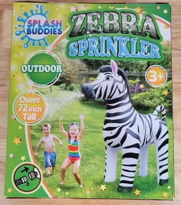 Splash Buddies Inflatable Zebra Sprinkler 6ft Life Size - Picture 1 of 7