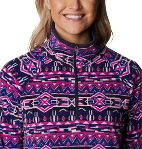 Columbia Women’s Glacial IV Print Half Zip Pullover Dark Shappire Stripe Print M - Picture 1 of 14